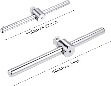uxcell 14 and 38 Drive Sliding Wrench Breaker Bar THandle Socket Hand Tool 2pcs