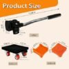 Furniture Movers with Wheels 9 Set Furniture Lifter Tool 360° Rotation Wheels Furniture Dolly 680 Lbs Capacity Furniture Lifters for Heavy Furniture Refrigerator Sofa Cabinet Black
