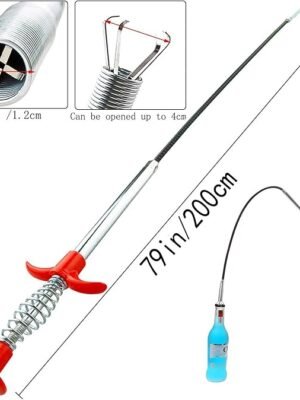 Drain Snake Drain Clog Remover Gutter Cleaning Tools Drain Cleaner for Toilet Sewer Shower Kitchen Bathroom Tub Clogged Drains Opener Cleaning Tool Flexible Grabber Claw Pick Up Reacher (79 cm)