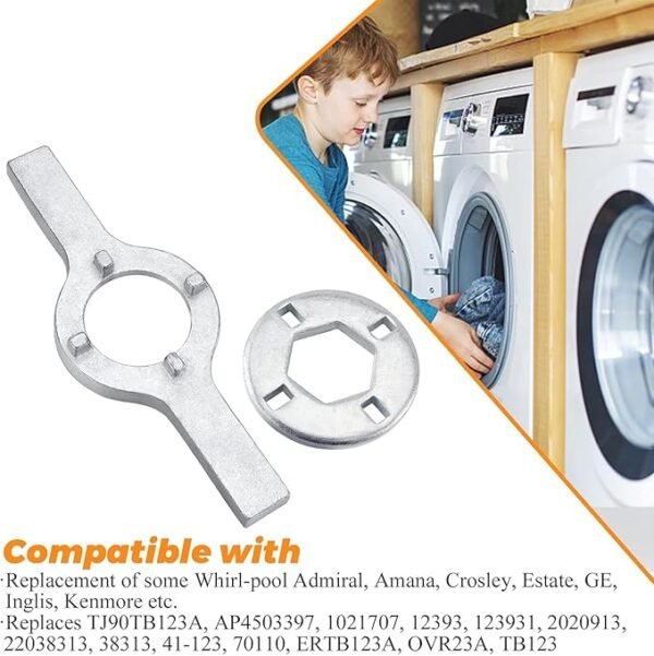 71EhnhjrCOL._AC_SX679_.jpg Blutoget TB123A Washer Spanner Wrench Replacement for GE Whirlpool Washing machine 11116 cm tub nut wrench Replaces TB123A TB123B ERTB123A AP6832671 AP4503397