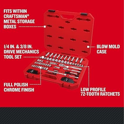 71QRIPaIL._AC_SX425_.jpg CRAFTSMAN Mechanics Tool Set 83 Piece Hand Tool and Socket Set SAEMetric (CMMT12121)