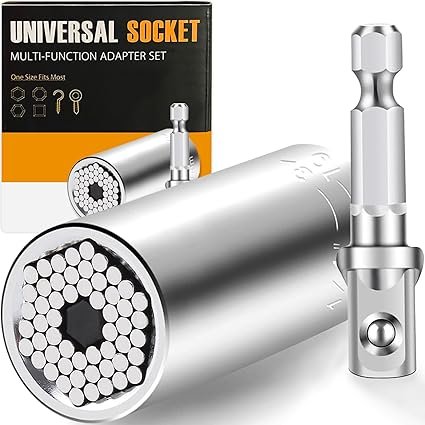 Gifts for Men Stocking Stuffers for Adults Men Super Universal Socket Tool Birthday Christmas Dad Gifts for Dad Him Husband Grip Socket Set wPower Drill Adapter Cool Tools Gadgets for Mens Gifts