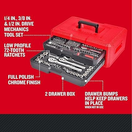 CRAFTSMAN Mechanics Tool Set 256Piece Hand Tool and Socket Set with 2Drawer Tool Box (CMMT45256)