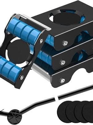New Upgrade Furniture Sliders Furniture Lift Mover Tool Set 4 Metal Slider with 8 Wheel Each for Easy Moving Heavy Duty Appliance Roller Dolly for Couches Sofas + More Load Capacity Up to 750lbs