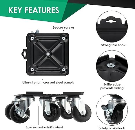 Clearance Furniture Dolly Furniture Movers with 5 Wheels 360° Rotatable and Lockable 4 Packs Premium Carbon Steel Furniture Lifter Mover Tool Set Perfect for Heavy Furniture