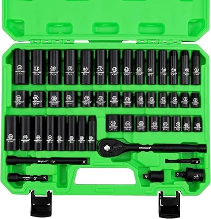 81J5BZLq7qL._AC_SX425_.jpg SWANLAKE GARDEN TOOLS 38'' Drive Impact Socket Set 50Piece Standard SAE (516 to 34 cm) and Metric (822mm) Size 6 Point CrV 38Inch Ratchet Handle Extension Bar Universal Joint