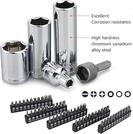 Amazon Basics Mechanic's Socket Tool Set With Case SAE and Metric Sizes 201Piece