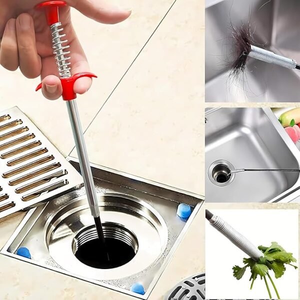 Drain Snake Drain Clog Remover Gutter Cleaning Tools Drain Cleaner for Toilet Sewer Shower Kitchen Bathroom Tub Clogged Drains Opener Cleaning Tool Flexible Grabber Claw Pick Up Reacher (79 cm)