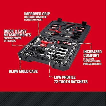 CRAFTSMAN 102Piece Tool Kit for Home and Car Durable Hand Tool Set with SAEMetric Sockets (CMMT99449)