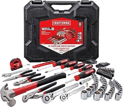 CRAFTSMAN 102Piece Tool Kit for Home and Car Durable Hand Tool Set with SAEMetric Sockets (CMMT99449)