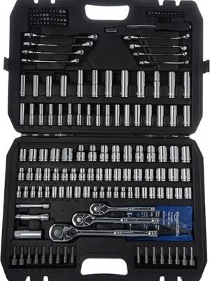 Amazon Basics Mechanic's Socket Tool Set With Case SAE and Metric Sizes 201Piece